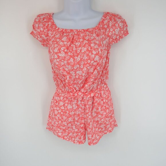 Gap Kids Floral Print Romper Pink Short Sleeve Elastic Waist 8 NWT $39.99 - Picture 1 of 4